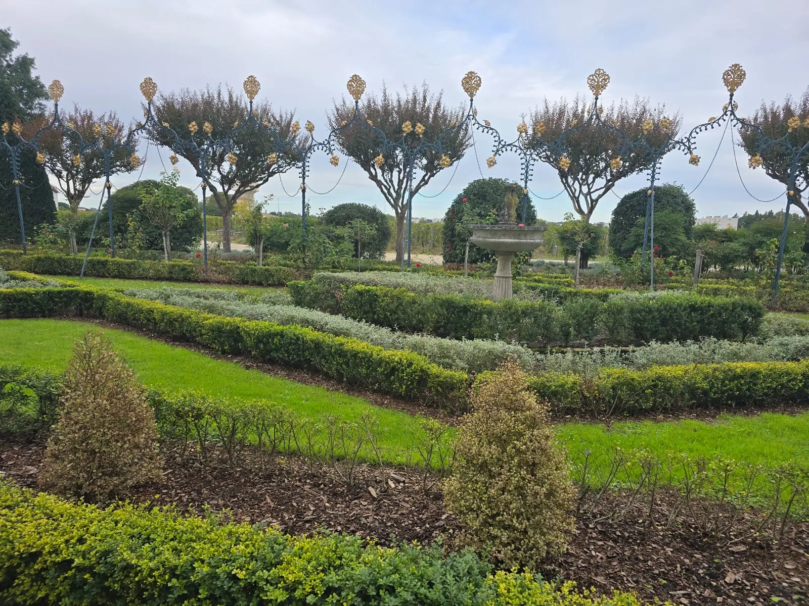 Giardino formale con siepi e alberi potati a La Mission Haut-Brion
