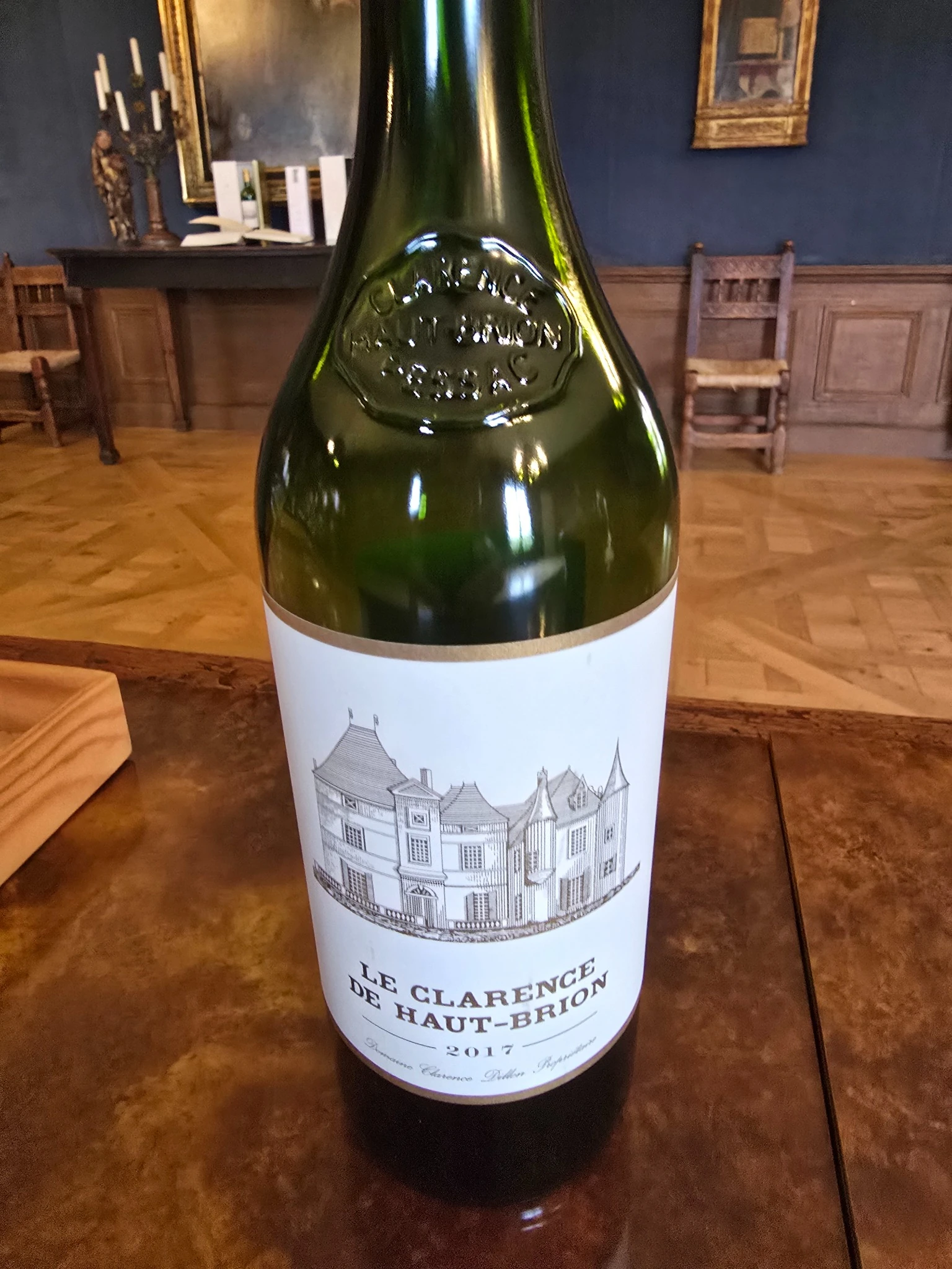 Bottiglia di Le Clarence de Haut-Brion 2017 presentata durante la degustazione