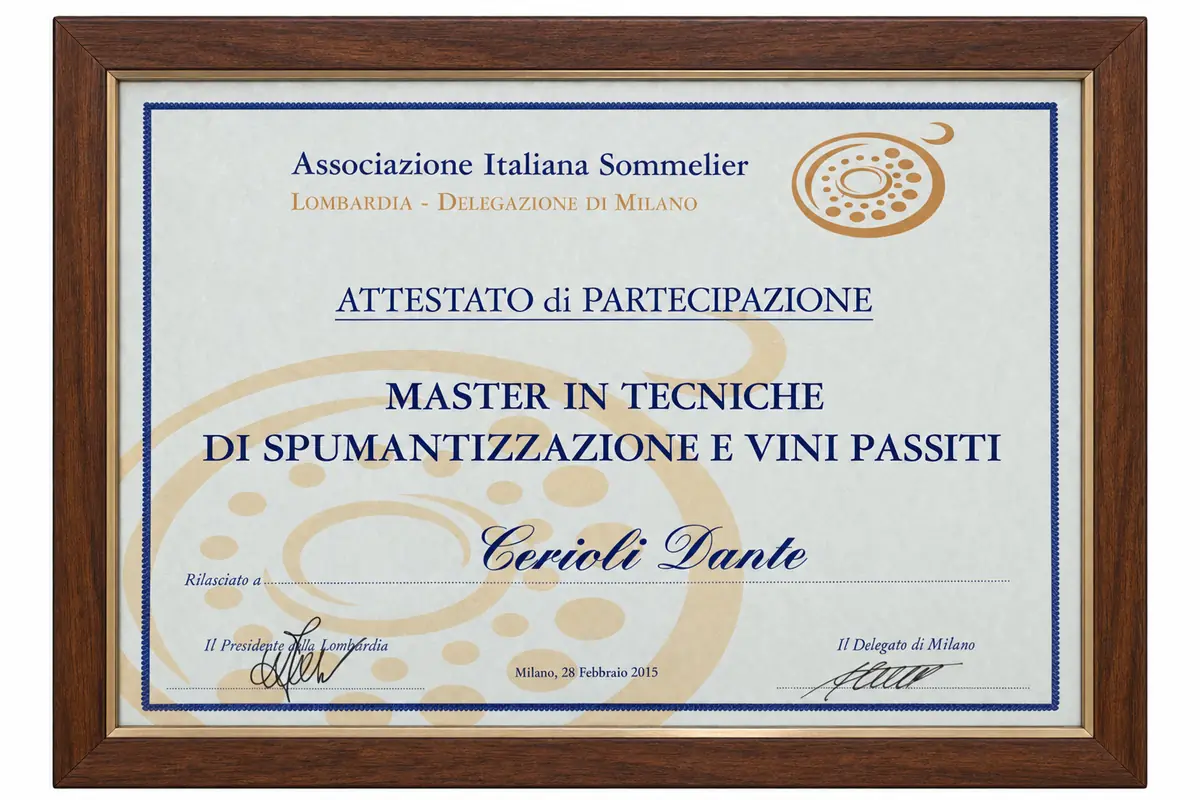Master in Tecniche di Spumantizzazione e Vini Passiti — Milano · 28 febbraio 2015 — Dante Cerioli